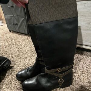 Michael Kors Black and Brown Knee-High Boots